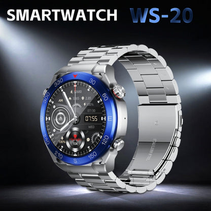 WS-20 1.43 inch IP67 Sport Smart Watch Support Bluetooth Call / Sleep / Blood Oxygen / Heart Rate / Blood Pressure Health Monitor, Silicone Strap, Steel Strap