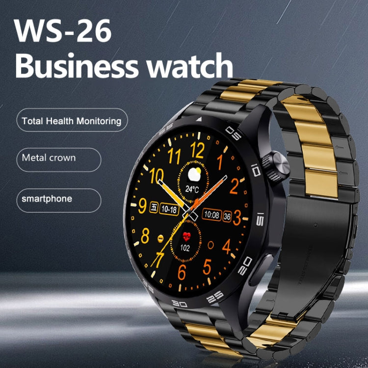 WS-26 1.52 inch IP67 Sport Smart Watch Support Bluetooth Call / Sleep / Blood Oxygen / Heart Rate / Blood Pressure Health Monitor, Silicone Strap, Steel Strap, Leather Strap