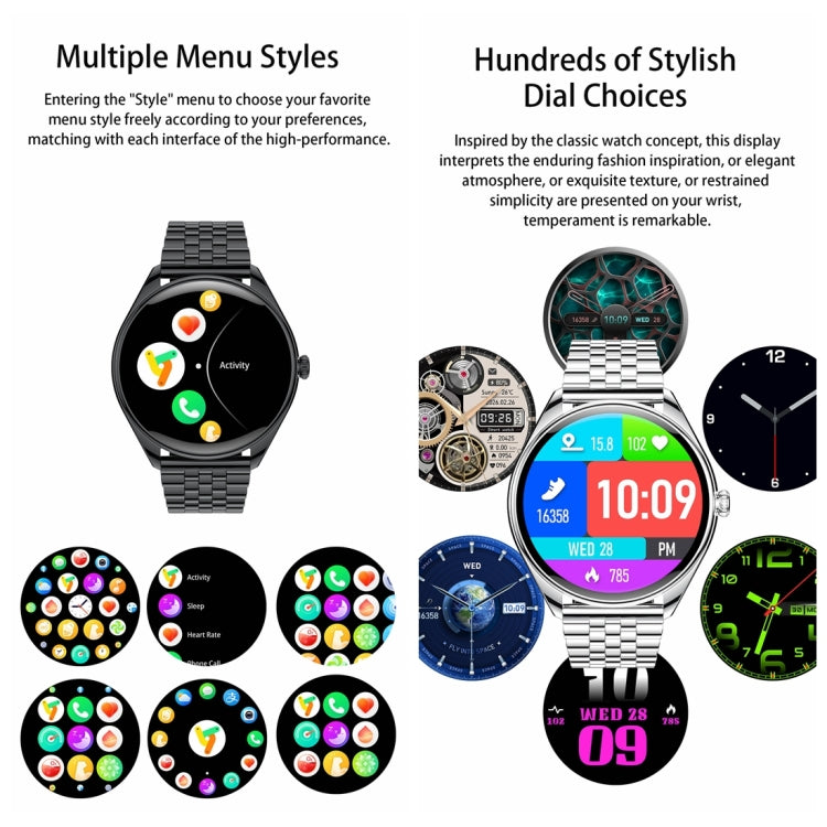 MT55 1.43 inch AMOLED HD Screen Ultra-thin Smart Call Health Watch, Silicone Strap