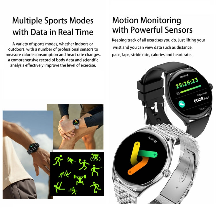 MT55 1.43 inch AMOLED HD Screen Ultra-thin Smart Call Health Watch, Silicone Strap