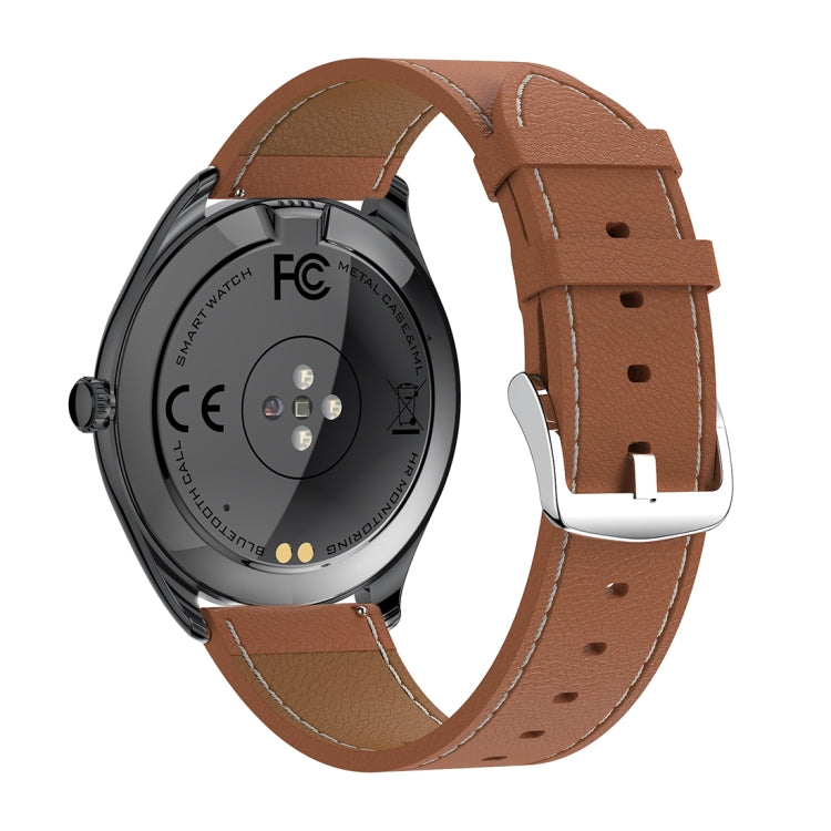 MT55 1.43 inch AMOLED HD Screen Ultra-thin Smart Call Health Watch, Leather Strap