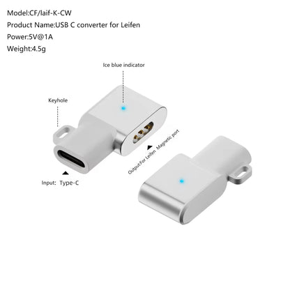 For Laifen Electric Toothbrush Magnetic Charging Adapter, Type-C Female to Side Bend, Type-C Female to Straight Head, 8 Pin Female to Side Bend, 8 Pin Female to Straight Head