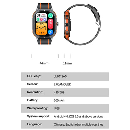 LEMFO HK56 2.06 inch BT5.3 IP68 Sport Smart Watch, Support Bluetooth Call / Message Notification / Heart Rate / Blood Pressure Health Monitor