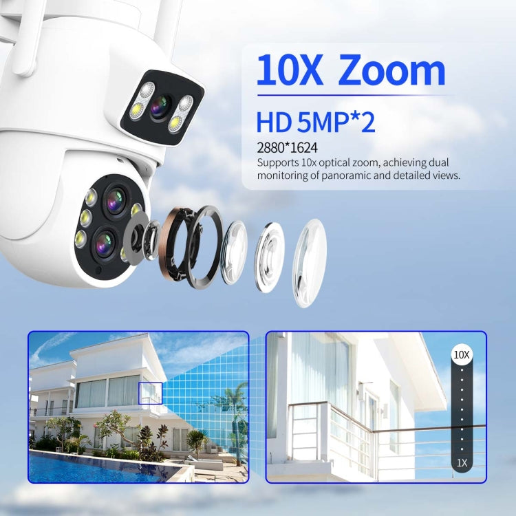 ESCAM QF500 5+5MP Motion Detection WiFi Intelligent 10X Optical Zoom Camera, QF500