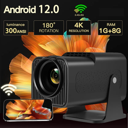 Y6S 4K Android 12.0 Portable Home HD Mini WiFi Projector, US Plug, EU Plug, UK Plug, AU Plug