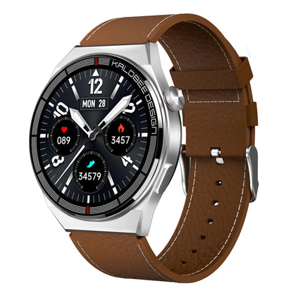 1.3 inch Leather Band IP68 Waterproof Smart Watch Support Bluetooth Call, Brown Leather Band, Black Leather Band