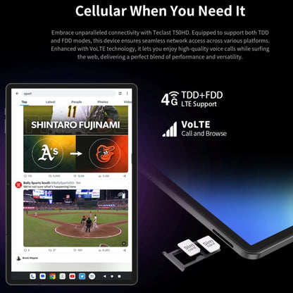 Teclast T50HD Tablet PC 11 inch,  Android 14 Unisoc T606 Octa Core, 4G LTE Dual SIM, T50HD