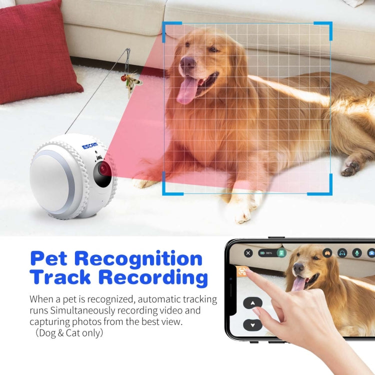 ESCAM QF011 2MP Smart Pet Robot Camera with Night Vision & APP Remote Control, QF011