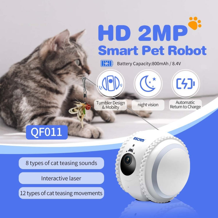 ESCAM QF011 2MP Smart Pet Robot Camera with Night Vision & APP Remote Control, QF011