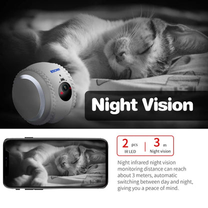 ESCAM QF011 2MP Smart Pet Robot Camera with Night Vision & APP Remote Control, QF011