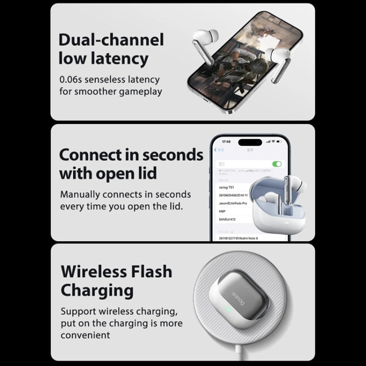 Sanag T51S TWS ANC Noise Reduction Wireless Bluetooth Earphone