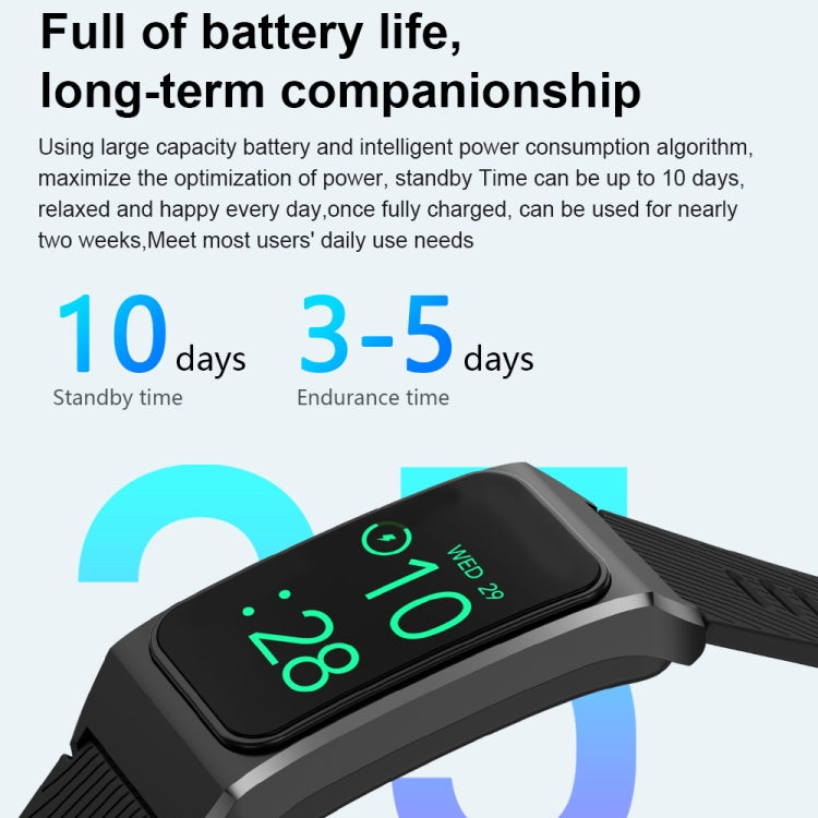 A8 1.98 inch 2 in 1 Bluetooth Earphone Silicone Strap Smart Watch, Support ECG / NFC