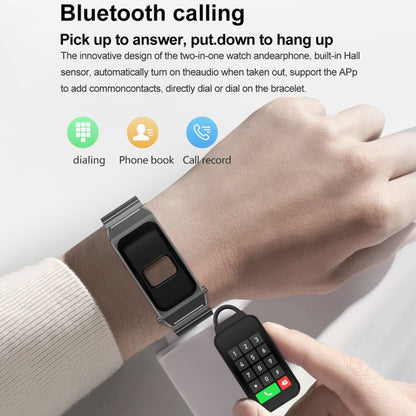 A8 1.98 inch 2 in 1 Bluetooth Earphone Silicone Strap Smart Watch, Support ECG / NFC