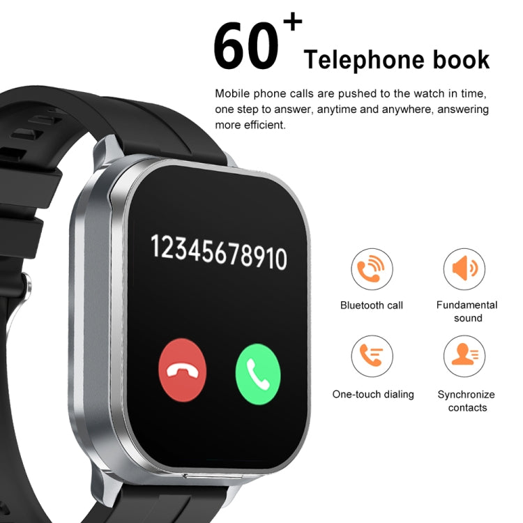 D8 Pro 2.01 inch 2 in 1 Bluetooth Earphone Silicone Strap Smart Watch, Support NFC with Cover