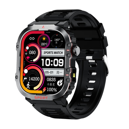 G45 2.01 inch Screen Silicone Strap 10m Waterproof Smart Watch, Support Flashlight / Bluetooth Call / HRV