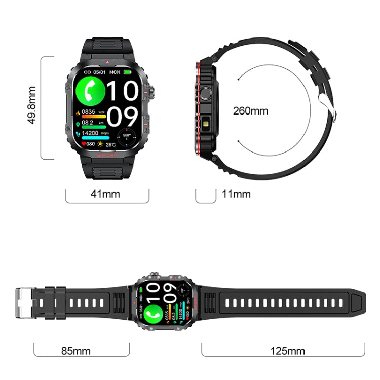 G45 2.01 inch Screen Silicone Strap 10m Waterproof Smart Watch, Support Flashlight / Bluetooth Call / HRV