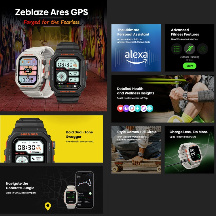 Zeblaze Ares GPS Rugged GPS Smart Watch, Support Heart Rate / Pulse Ox Blood Oxygen