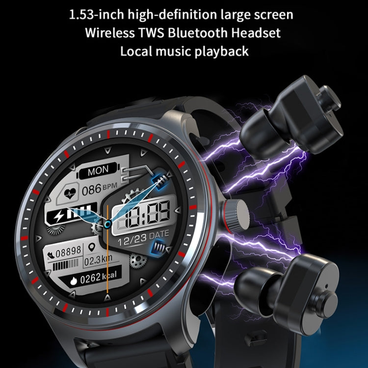 LC19 1.53 inch 2 in 1 Bluetooth Earphone IP67 Waterproof Smart Watch, Support Sleep Monitoring