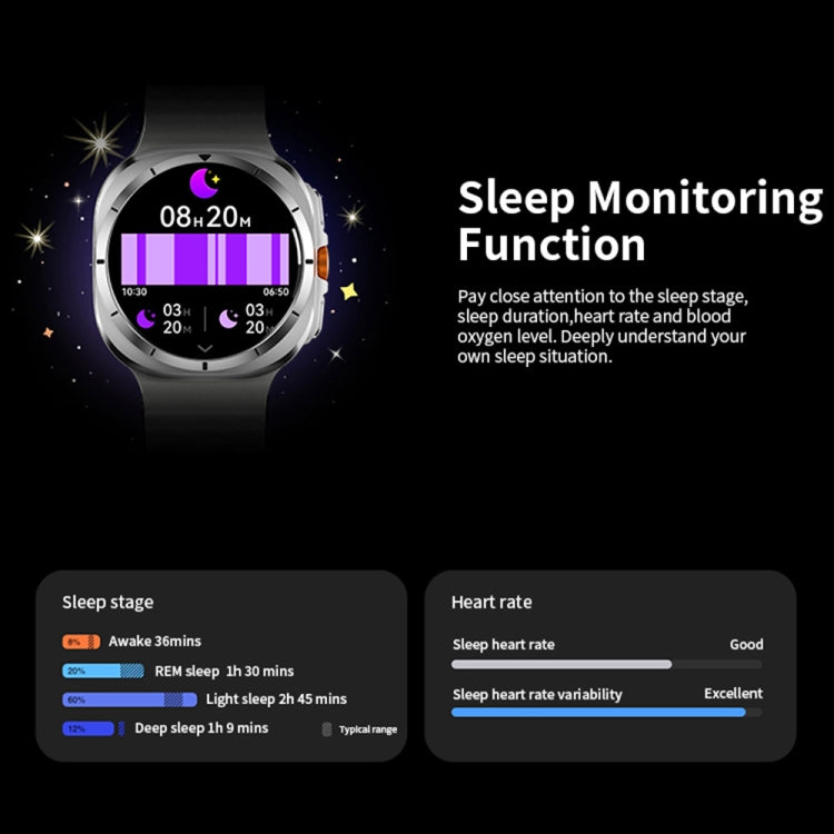 W7 1.43 inch IP68 Waterproof Smart Watch, Support Sedentary Reminder / Sleep Monitoring