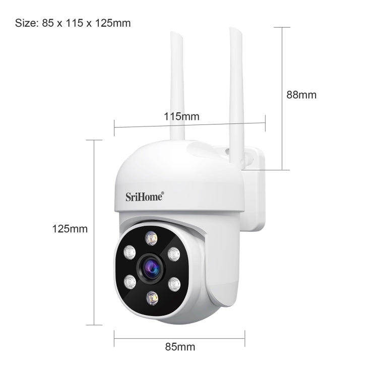 SriHome SH061 2MP AI Humanoid Tracking Infrared Night Vision Camera, EU Plug, US Plug, UK Plug