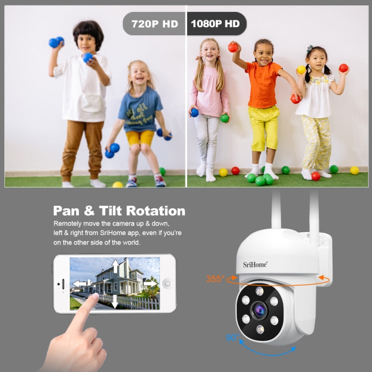 SriHome SH061 2MP AI Humanoid Tracking Infrared Night Vision Camera, EU Plug, US Plug, UK Plug