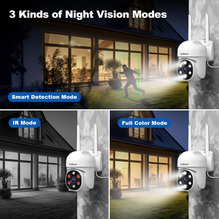 SriHome SH061 2MP AI Humanoid Tracking Infrared Night Vision Camera, EU Plug, US Plug, UK Plug