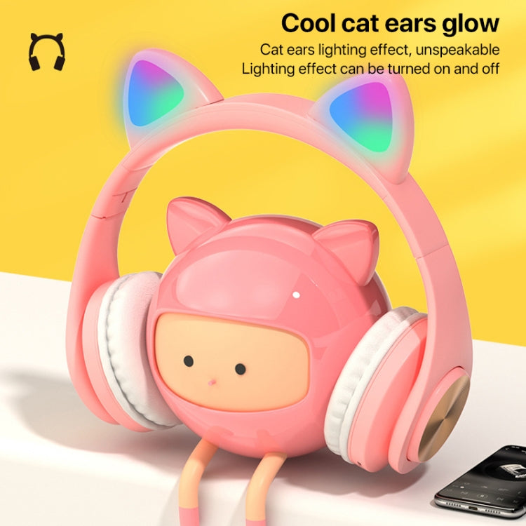 Cat Ears Bluetooth Wireless Headphones Gaming Headset with Light