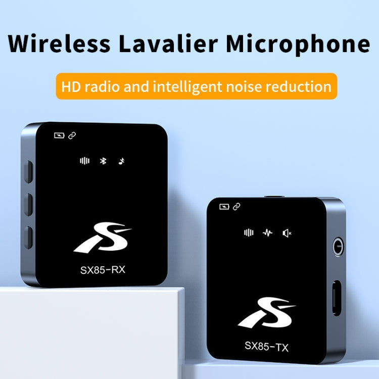 SX85 1 TX + 1 RX Square Smart Noise Reduction Lavalier Wireless Microphone, Type-C, 8 Pin