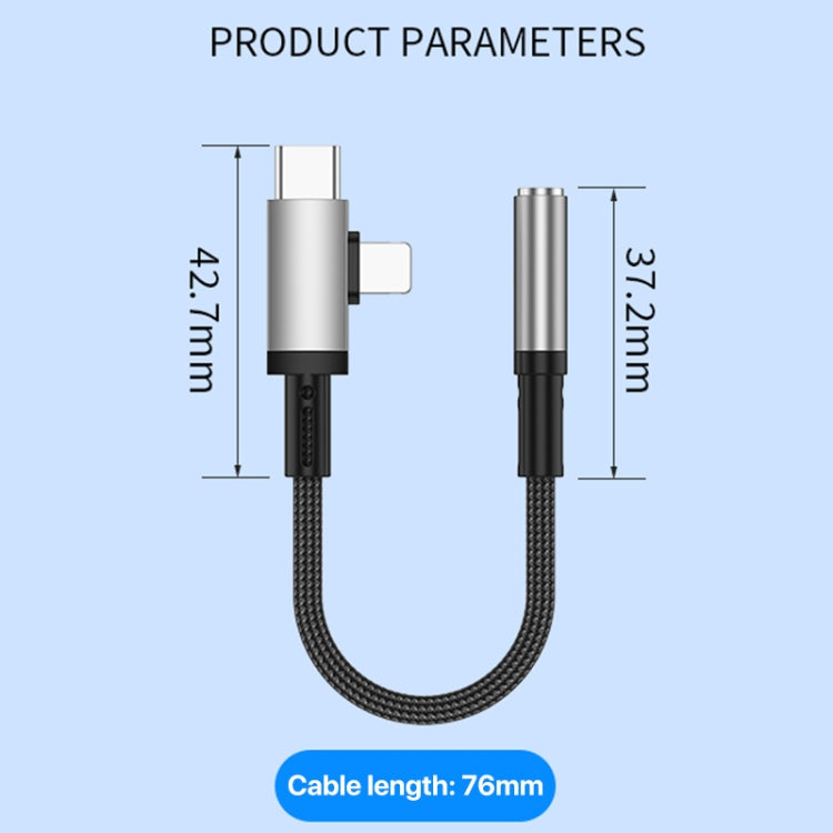 2 in 1 USB-C / Type-C, 8 Pin to 3.5mm Audio Adapter Cable, 15.6cm