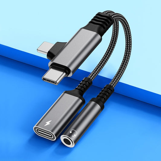 4 in 1 USB-C / Type-C, 8 Pin to 3.5mm, USB-C / Type-C Audio Adapter Cable, 4 in 1, 70mm
