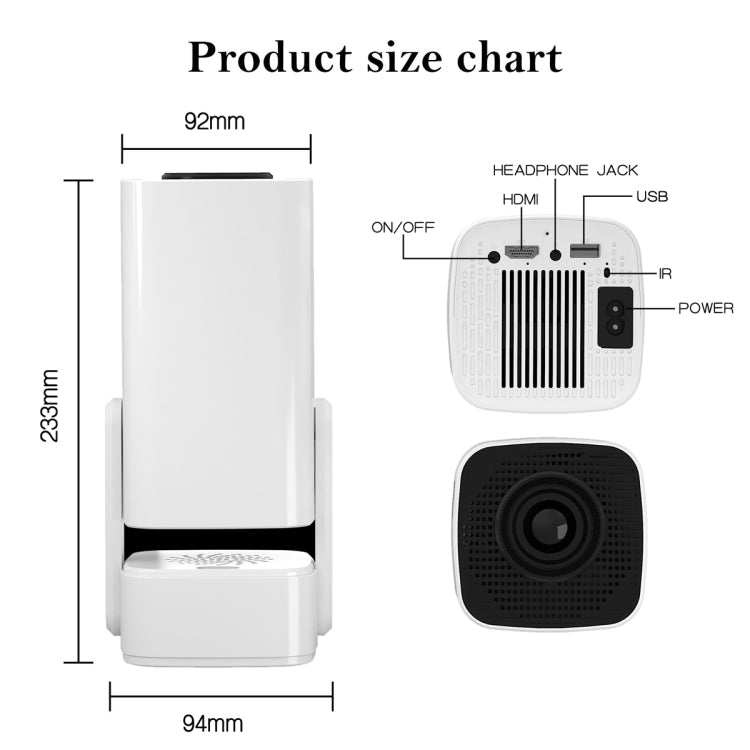 Y7S 720P Android 11 OS Portable Home WiFi Projector with Speaker, Allwinner H713, RK3326