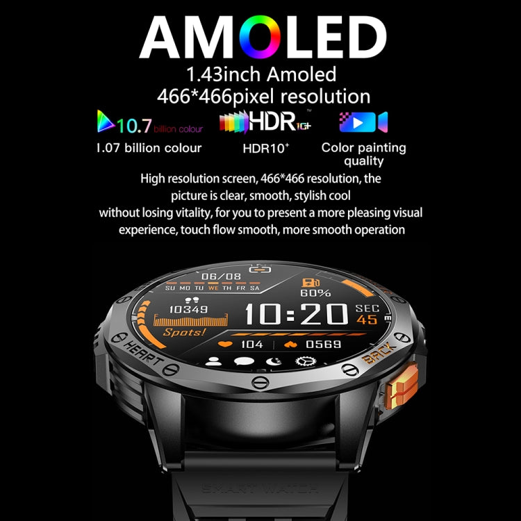 LEMFO K67 1.43 inch AMOLED Screen GPS Sports Smart Watch, Support Bluetooth Call / Health Monitoring