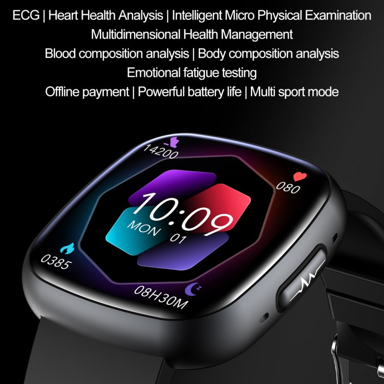 ET593 1.75 inch IPS Square Screen Smart Watch, ECG Electrocardiogram / Blood Sugar Monitoring