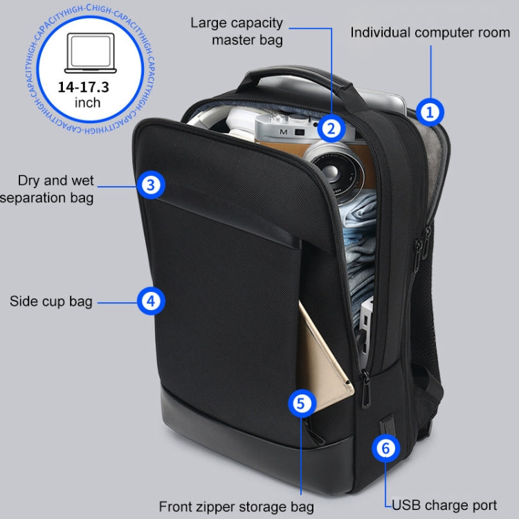 18 inch Multifunctional Large Capacity Waterproof Double-Shoulder Backpack with USB Interface