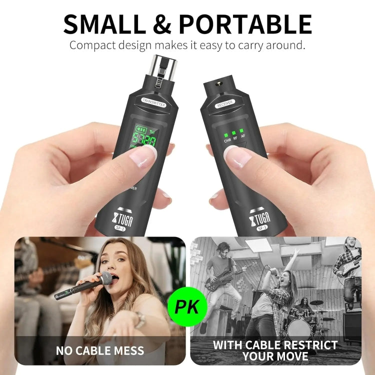 XTUGA SF-1 Wireless XLR Transmitter & Receiver UHF Wireless Adapter for Wired Mic / Guitar, SF-1