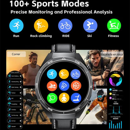 GT97 1.53 inch Round Screen 2 in 1 Bluetooth Earphone Leather Strap Smart Watch Supports Bluetooth Calls