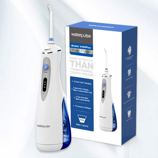 Waterpulse V400Plus Rechargeable USB Dental Cordless Oral Irrigator, V400Plus, Plug: UK