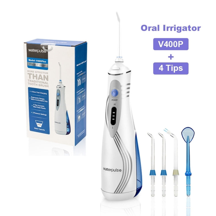 Waterpulse V400Plus Rechargeable USB Dental Cordless Oral Irrigator, V400Plus, Plug: UK