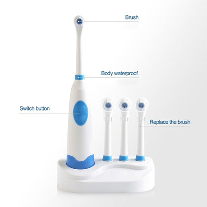 2W Creative Household Waterproof Rotary Electric Toothbrush Set with 4 Replacement Brush Heads & Base, 8500 Revolutions Per Minute