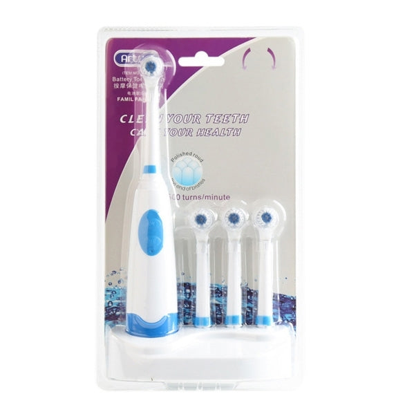 2W Creative Household Waterproof Rotary Electric Toothbrush Set with 4 Replacement Brush Heads & Base, 8500 Revolutions Per Minute