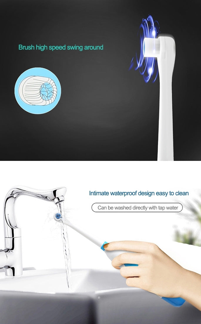 2W Creative Household Waterproof Rotary Electric Toothbrush Set with 4 Replacement Brush Heads & Base, 8500 Revolutions Per Minute