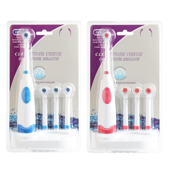 2W Creative Household Waterproof Rotary Electric Toothbrush Set with 4 Replacement Brush Heads & Base, 8500 Revolutions Per Minute