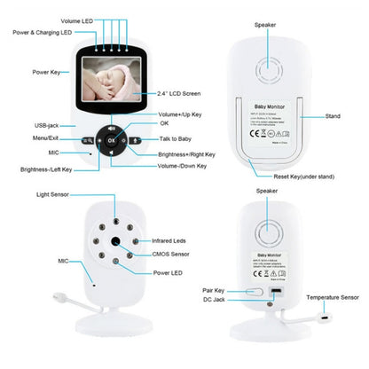 BM-SM24 2.4 inch LCD 2.4GHz Wireless Surveillance Camera Baby Monitor with 8-IR LED Night Vision, Two Way Voice Talk, BM-SM24