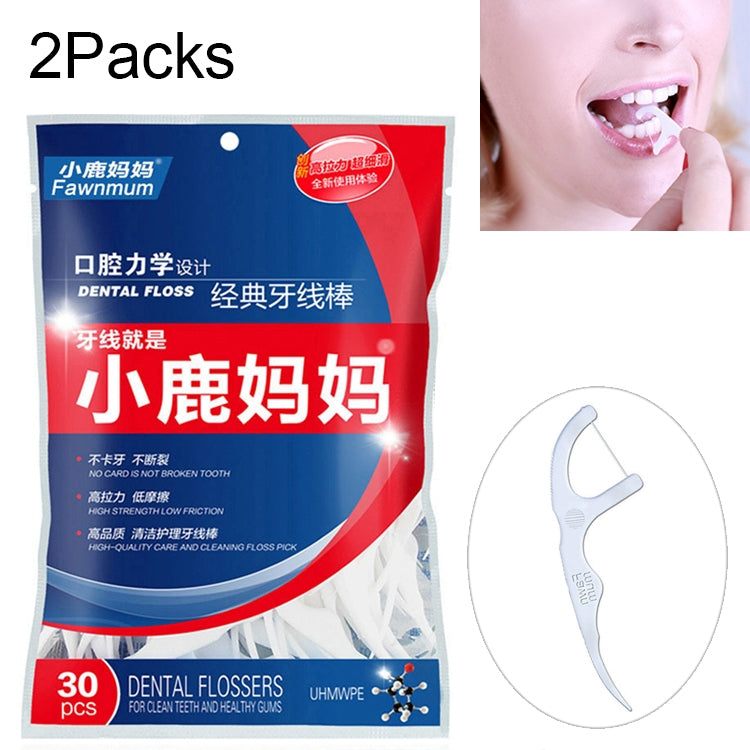 2 Packs Fawnmum Ultra-fine Safety Dental Floss Stick Toothpick Thread Portable Dental Floss Bag, 2 Packs / (30pcs)