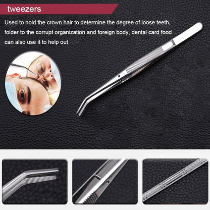 6 in 1 Dental Tool Set (Stainless Steel Probe + Hoe-shaped Dentist + Sickle Dentist + Tooth Stain Rejection Device + Dental Tweezers + Mouth Mirror), 6 in 1