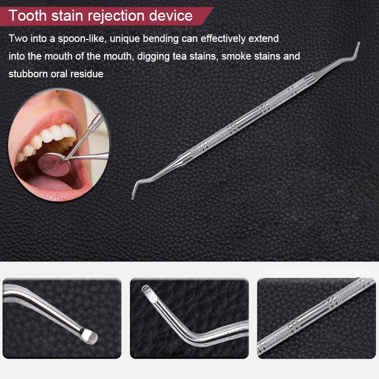 6 in 1 Dental Tool Set (Stainless Steel Probe + Hoe-shaped Dentist + Sickle Dentist + Tooth Stain Rejection Device + Dental Tweezers + Mouth Mirror), 6 in 1