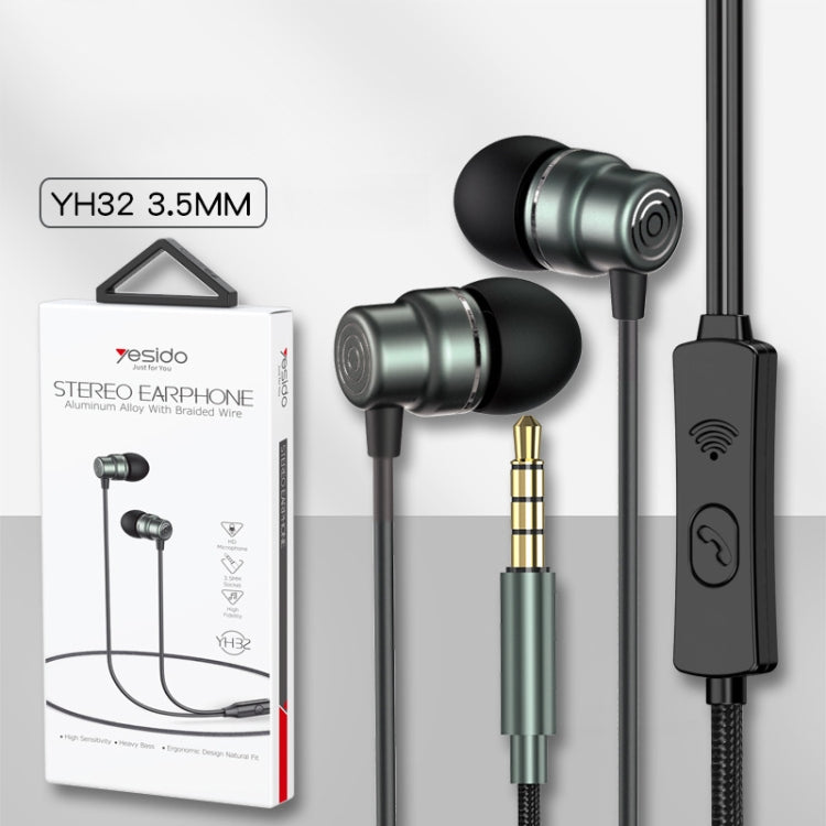 Yesido YH32 3.5mm In-Ear Wired Earphone, Length: 1.2m, YH32