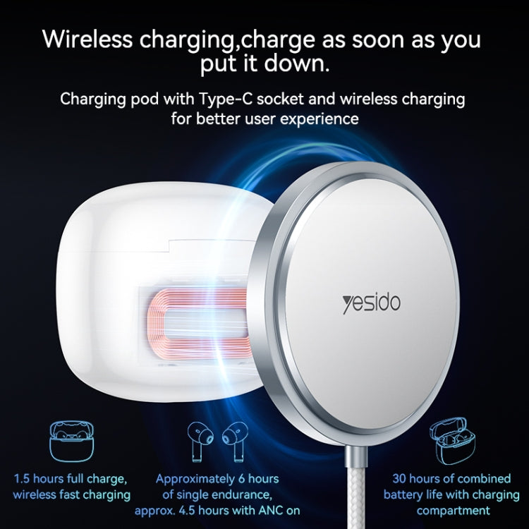 Yesido TWS24 ANC+ENC Dual Noise Reduction Smart TWS Wireless Bluetooth Earphone, TWS24