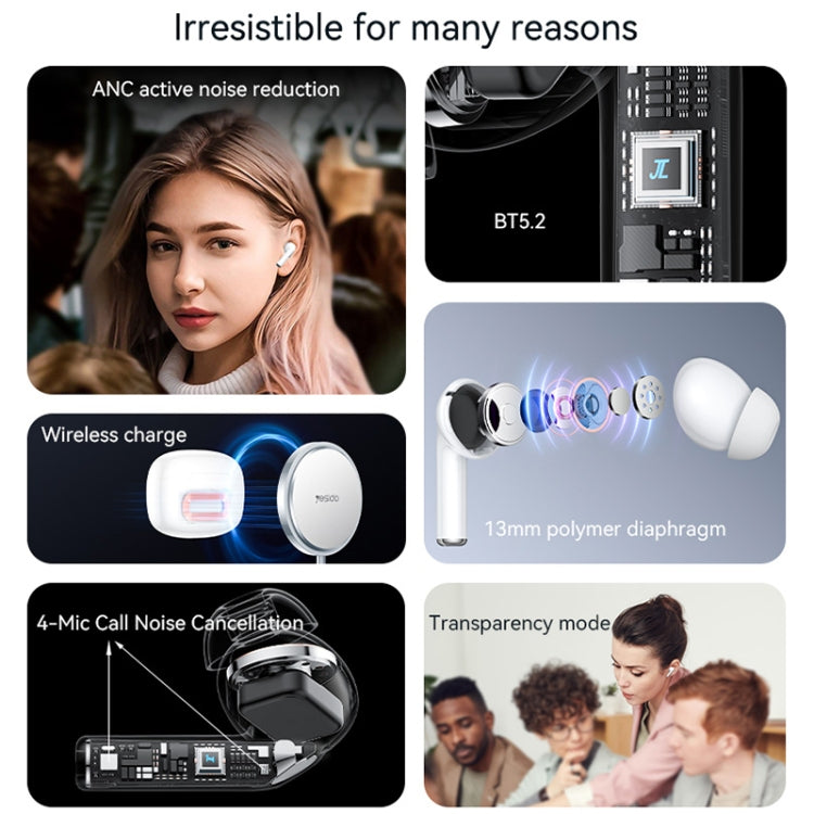 Yesido TWS24 ANC+ENC Dual Noise Reduction Smart TWS Wireless Bluetooth Earphone, TWS24