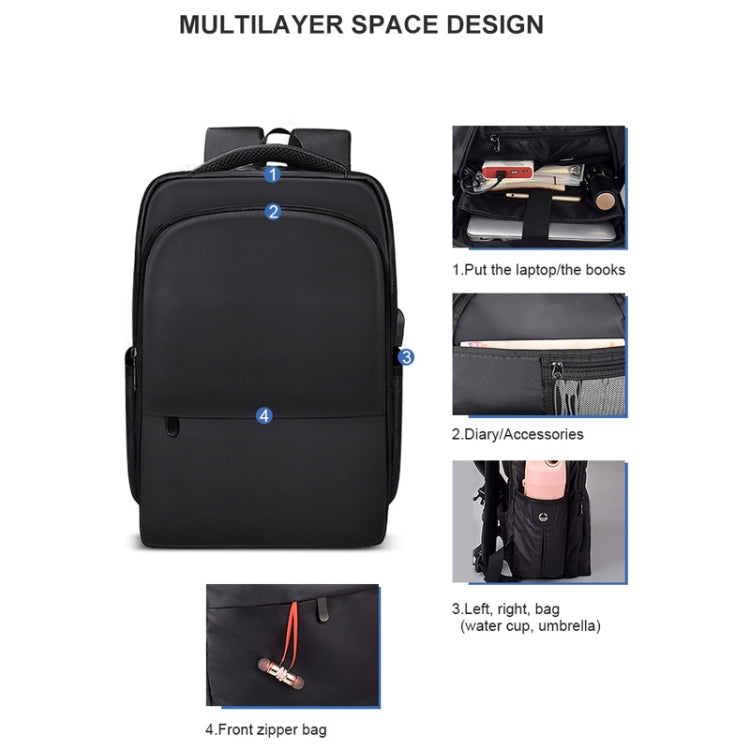 Polyester Waterproof Laptop Backpack for Below 15 inch Laptops, with USB Interface Trunk Trolley Strap
